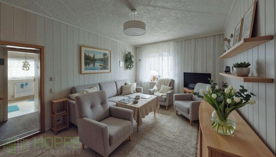 Wohnzimmer Bild 1 - (Einrichtungsvorschlag KI generiert) Bungalow Niederer Fl�ming