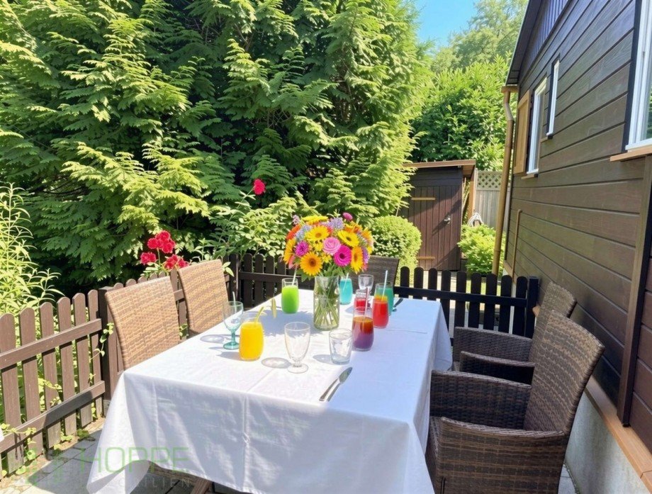 Terrasse - (Tischdeko KI generiert) Ferienhaus Coswig (Anhalt)