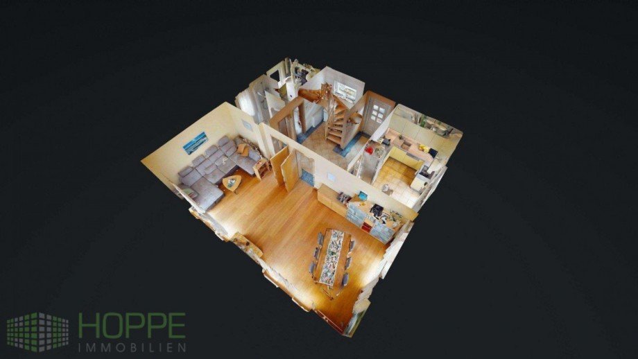 Dollhouse-View Erdgeschoss Einfamilienhaus Berlin