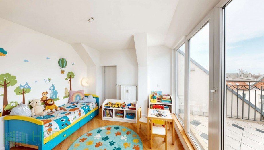 Schlafzimmer 2 Perspektive 1 - (Einrichtungsvorschlag KI generiert) Dachgeschosswohnung Berlin