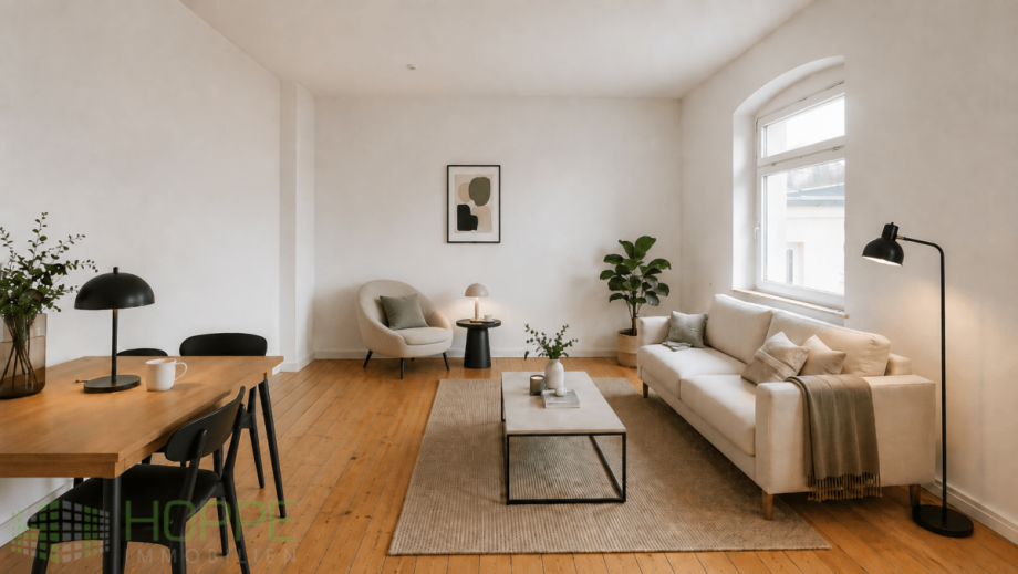 Wohnzimmer Bild 3 - (Renovierung KI-generiert) - (KI generiert) Etagenwohnung Berlin