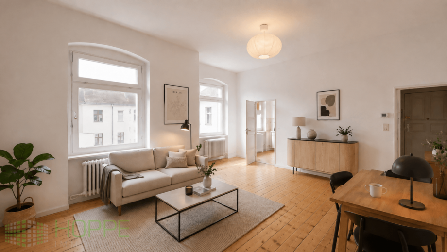 Wohnzimmer Bild 2 - (Renovierung KI-generiert) - (KI generiert) Etagenwohnung Berlin