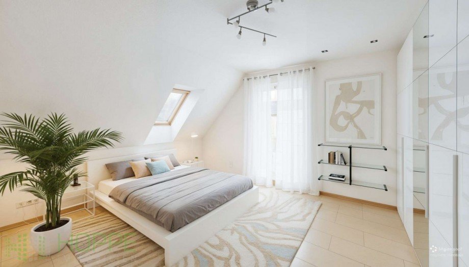 Schlafzimmer 1 (Einrichtungsvorschlag KI generiert) Einfamilienhaus Berlin