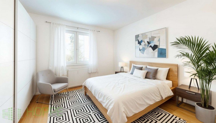 Schlafzimmer (Einrichtungsvorschlag KI generiert) Etagenwohnung Steinh�fel